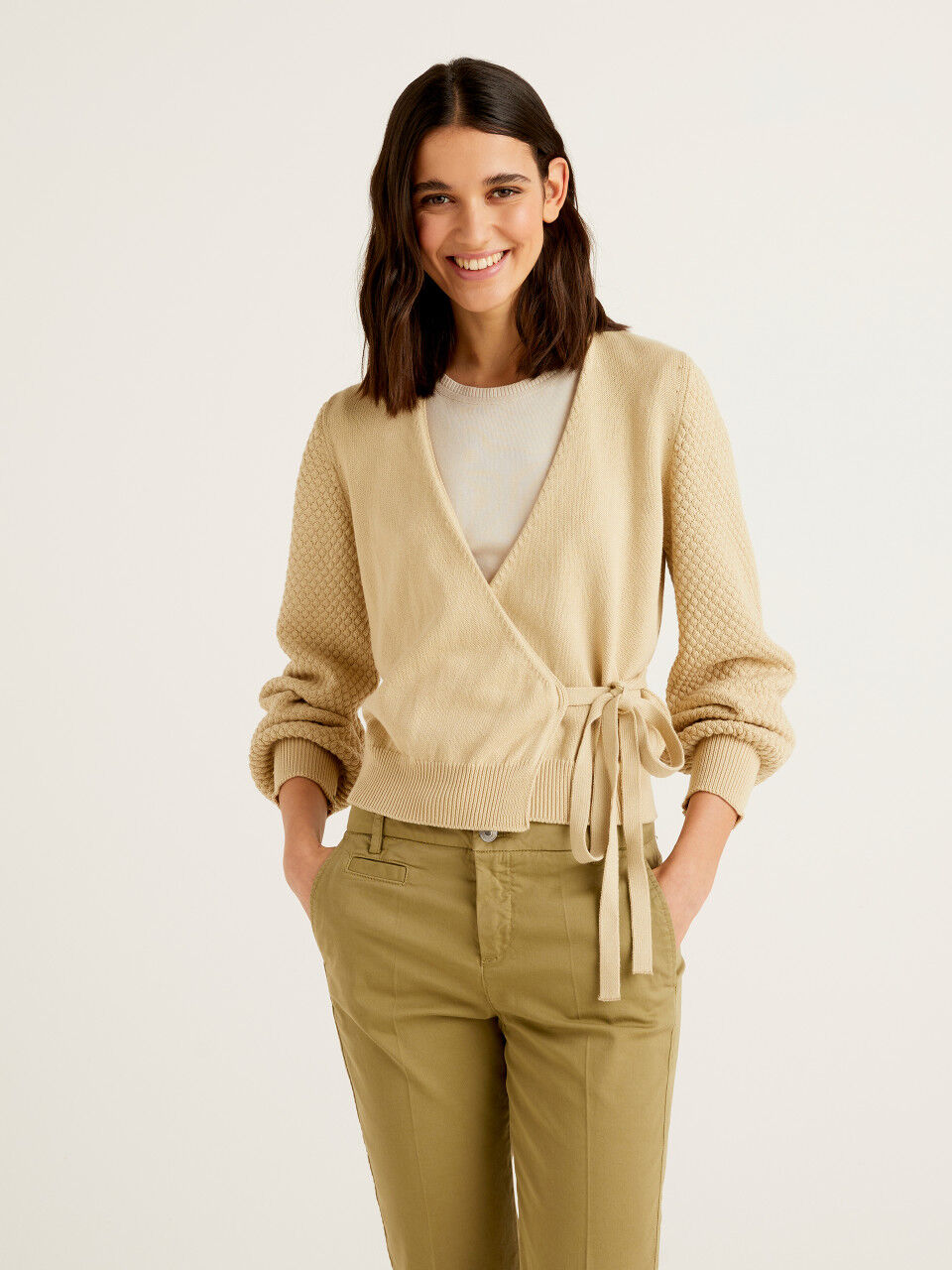 New Women Sweater Cardigan Knitted Slim Waist Round Neck Short Jacket Coat Tops 